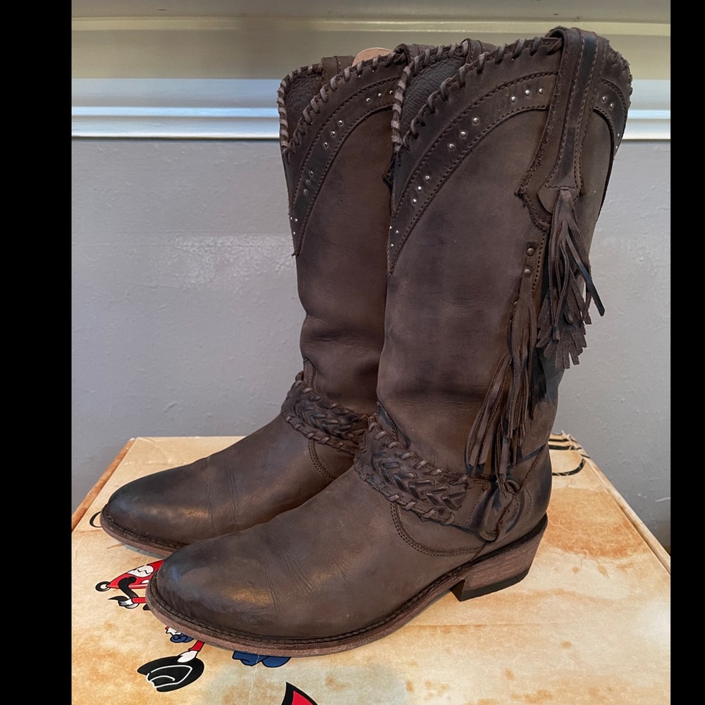 OLD GRINGO Brown Women's Fringe Braided Mid-Calf Boots